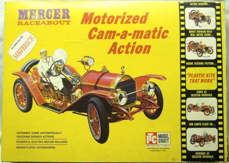 ITC 1/8 Mercer Raceabout Motorized Cam-a-Matic with Working Lights, 36376-895 plastic model kit